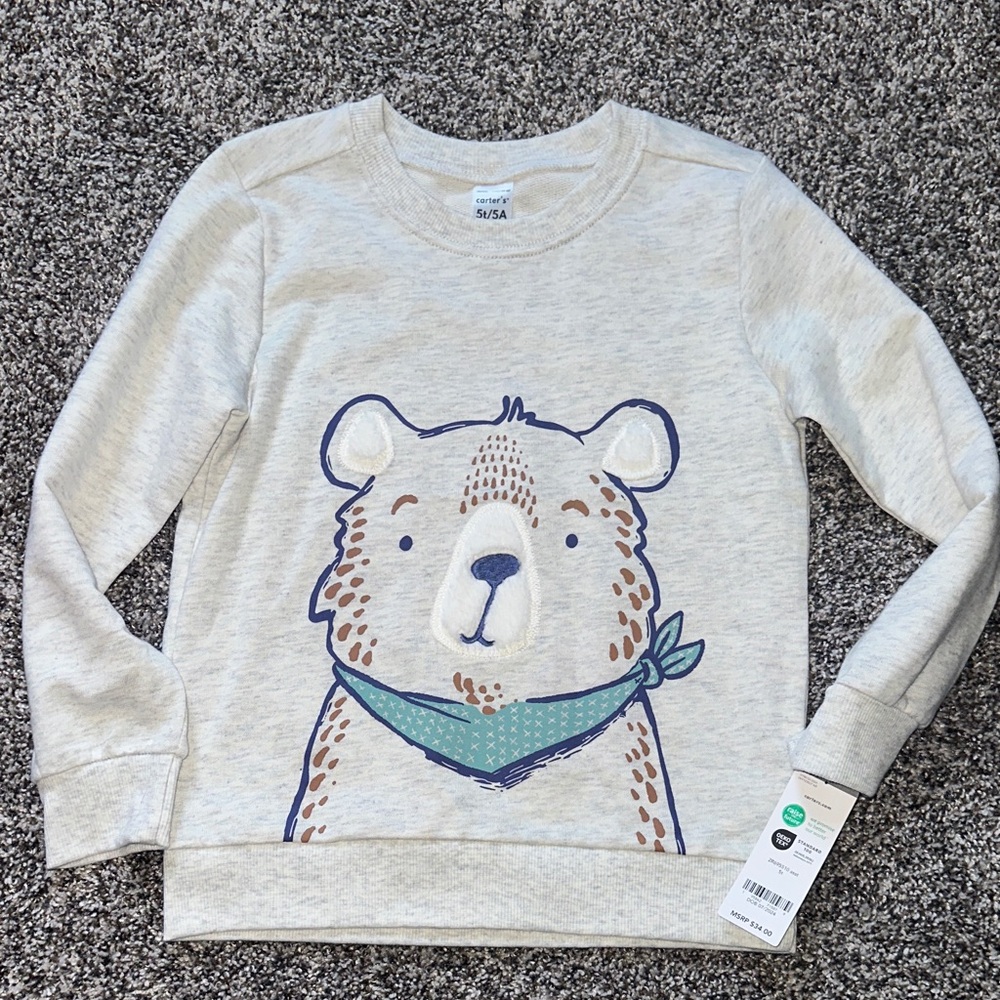 Carter's Beige and Navy Bear Matching Outfit - Picture 4 of 15